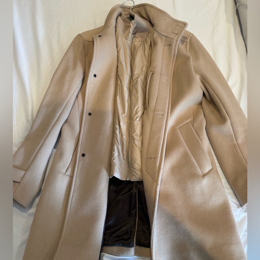 NWT Reiss Coat with zip up layer Cream Oatmeal Size M